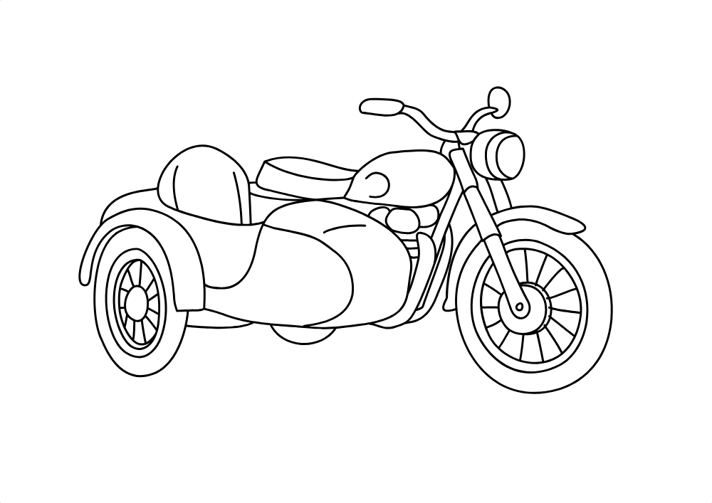 Bike With Sidecar — line art drawing, free to download as PNG and SVG