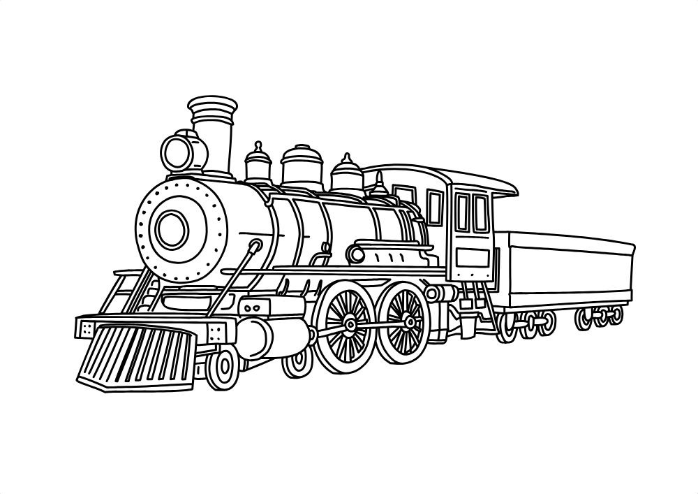 Locomotive — line art drawing, free to download as PNG and SVG