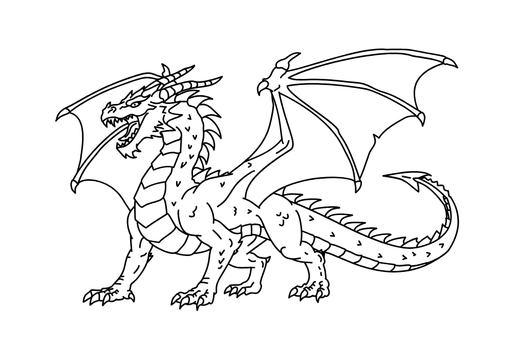 Magic Dragon — line art drawing, free to download as PNG and SVG