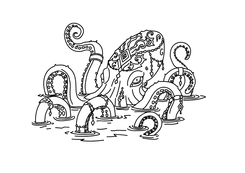 Magic Octopus — line art drawing, free to download as PNG and SVG