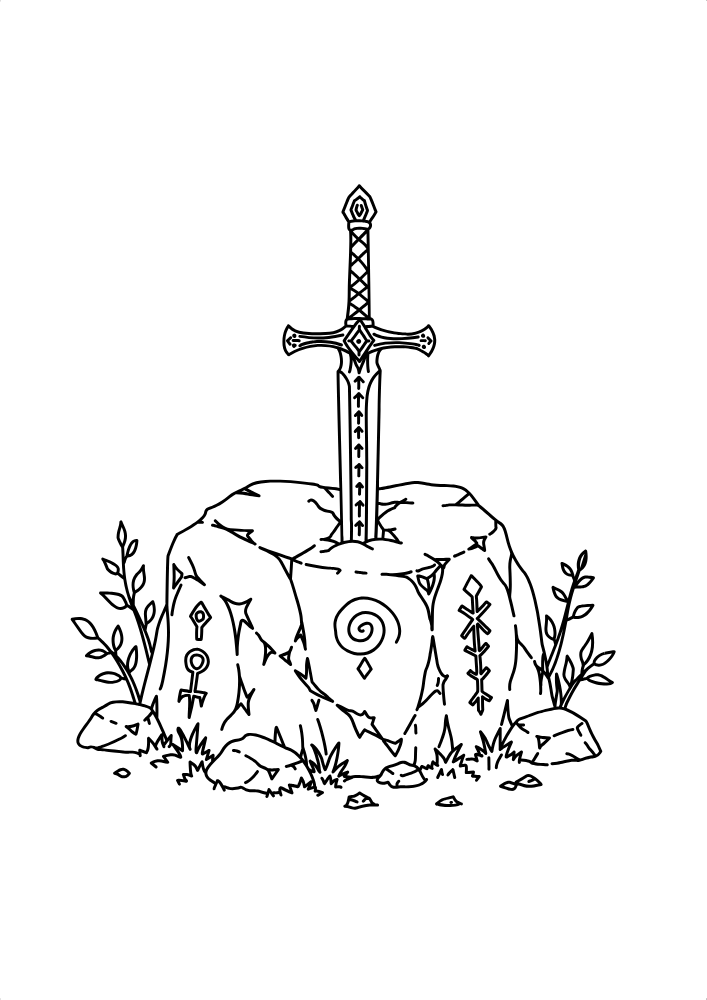 Magic Sword — line art drawing, free to download as PNG and SVG