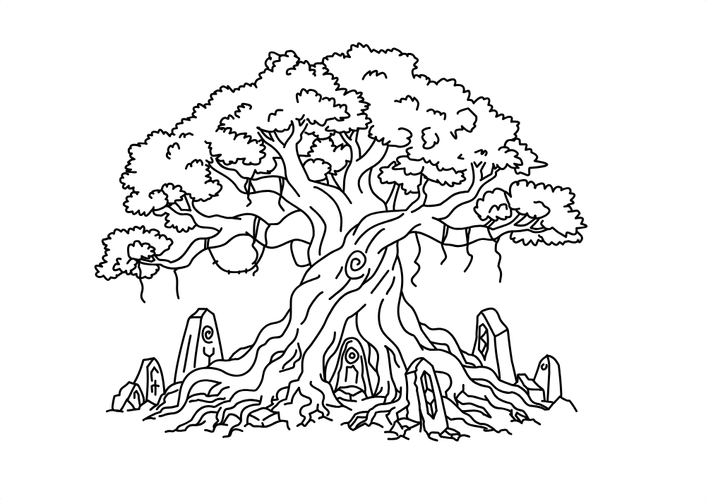 Magic Tree — line art drawing, free to download as PNG and SVG