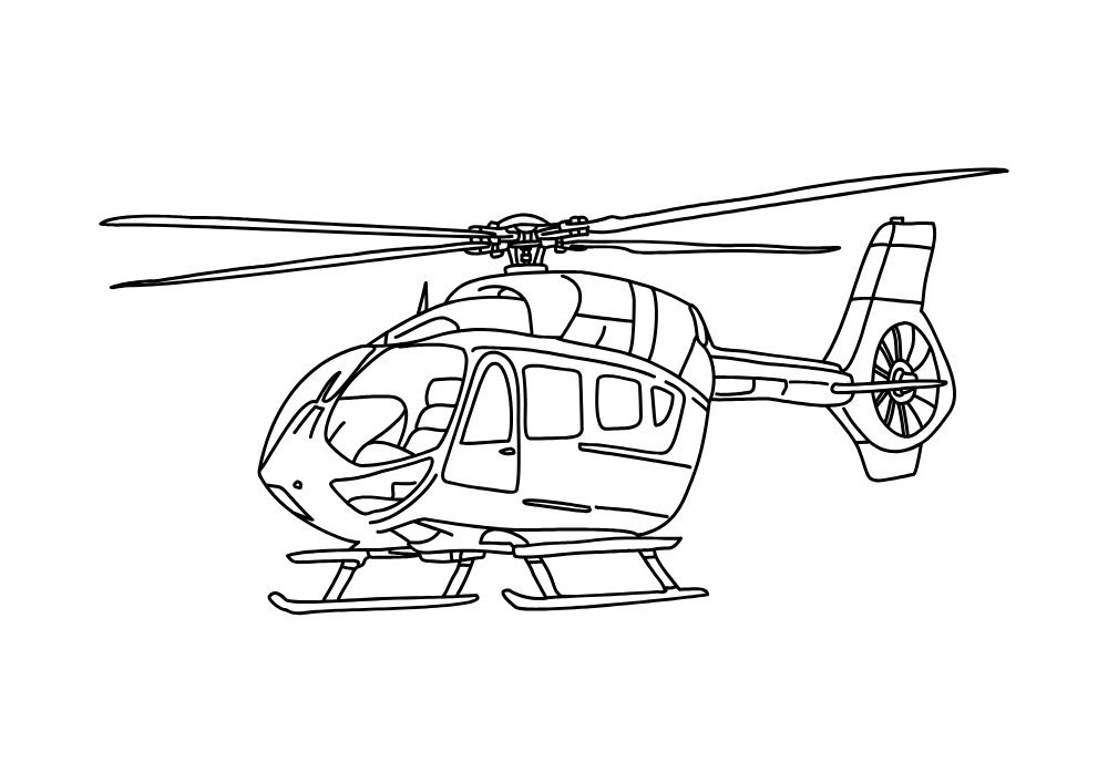 Modern Helicopter — line art drawing, free to download as PNG and SVG